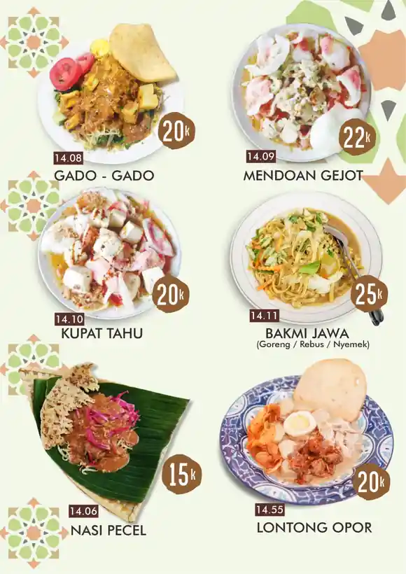 Legenda — Gado-gado, mendoan gejot, bakmi jawa, nasi pecel